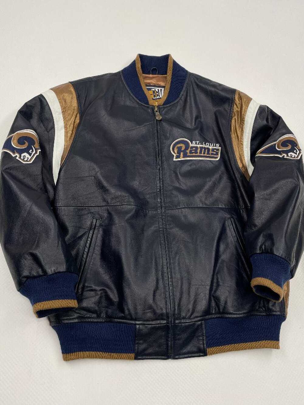 Vintage St Louis Rams Leather Bomber Jacket G-III Carl Banks NFL Men's L
